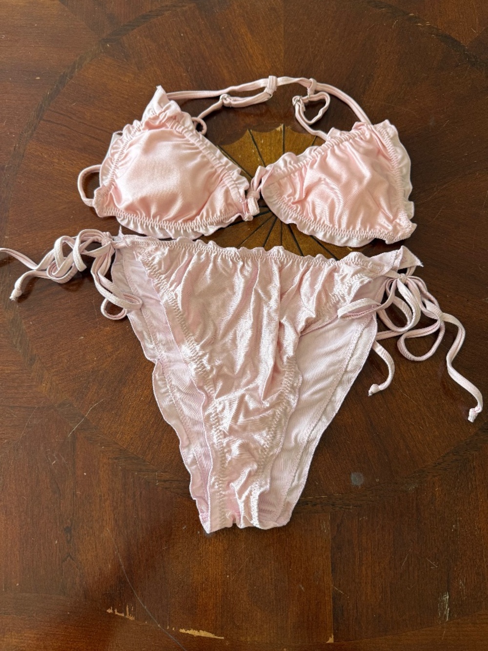 NWOT Dippin' Daisy's Ruffled Pink Shine Bikini, XL/L